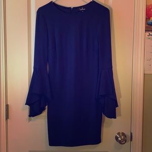 Navy Blue Bell Sleeve Dress